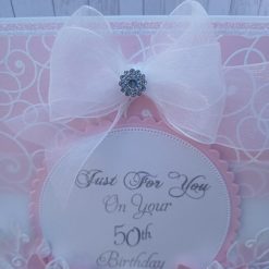 Luxury Handmade Pretty Pink & White with flower spray & bow - Aged Birthday Card - please select age 3 Luxury Handmade Pretty Pink & White with flower spray & bow - Aged Birthday Card - please select age 3