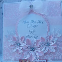 Luxury Handmade Pretty Pink & White with flower spray & bow - Aged Birthday Card - please select age 1 Luxury Handmade Pretty Pink & White with flower spray & bow - Aged Birthday Card - please select age 1