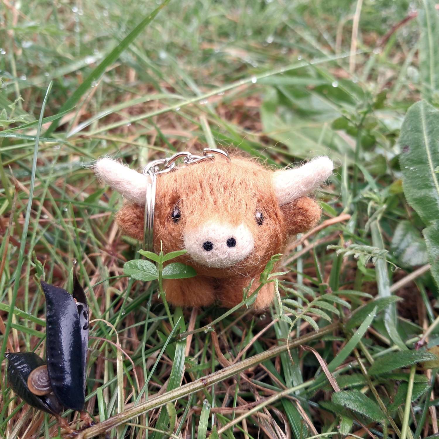 Needle Felted Ornament Highland Cow Keyring MadeMe