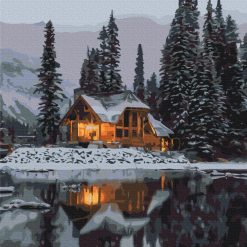 Snowy Night Painting by Numbers set.