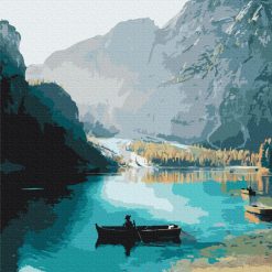 Boat in Tranquil Waters Painting by Numbers Set.