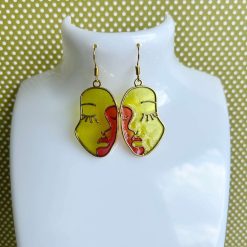 Earrings - Face Red/Lime