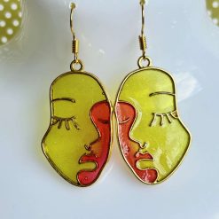 Earrings - Face Red/Lime 2