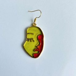 Earrings - Face Red/Lime 3
