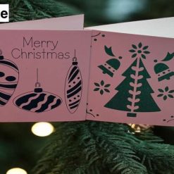 D - Set Of Four Glittery Christmas Cards & Envelopes