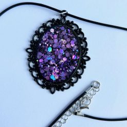 Pendant - Black Oval Mauve Sparkle 2 Pendant - Black Oval Mauve Sparkle 3