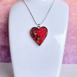 Pendant - Red/Blue Glitter Heart