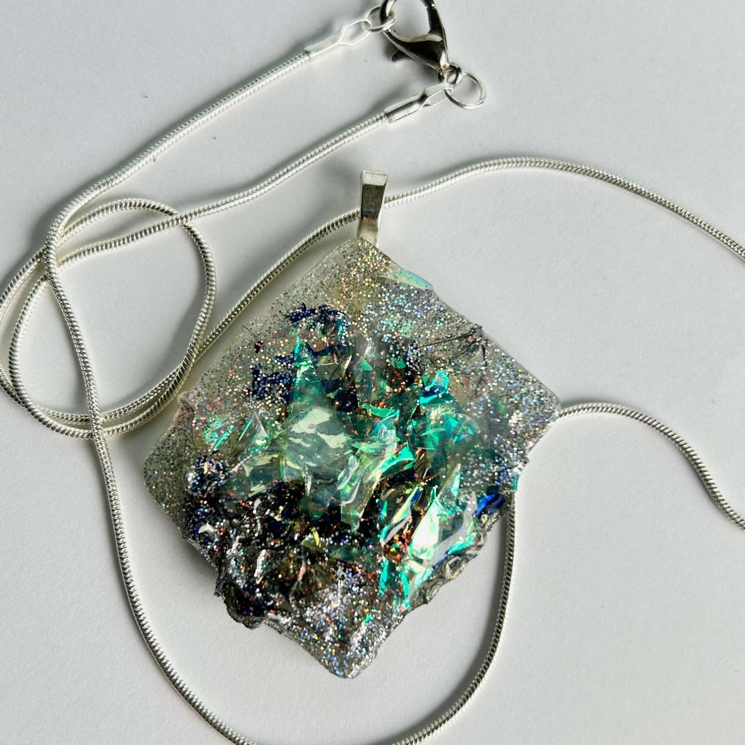 Pendant - Blue/Silver Foil Iridescent Pendant - Blue/Silver Foil Iridescent