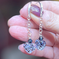 E - Monochrome Magic Heart Beads Teamed with Jet Black Swarovski Crystal