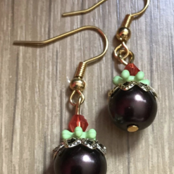 E - Christmas Pudding Earrings - Choice Of Clip On OR French Hook