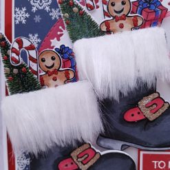 Luxury Handmade Christmas Card - Santa boots & Snowflake background, in reds and blue - To My Wonderful Mum & Dad at Christmas 2