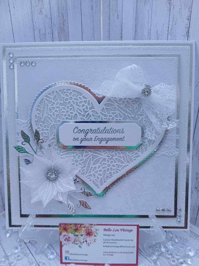 Personalised Engagement Congratulations Card – Handmade & Customisable Pink Heart Design
