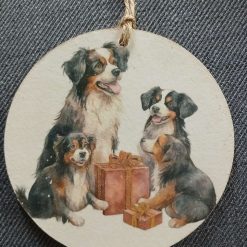 Wooden Hanging Decoration.  Christmas Dogs/Collie