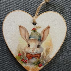 Wooden Hanging Decoration.  Christmas Rabbit