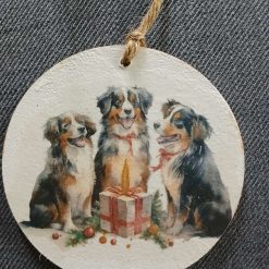 Wooden Hanging Decoration.  Christmas Dogs/Collie