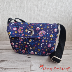 Blue flowers moons and keys print handbag 2 Blue flowers moons and keys print handbag 1