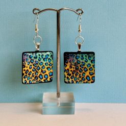 Earrings - Blue Leopard
