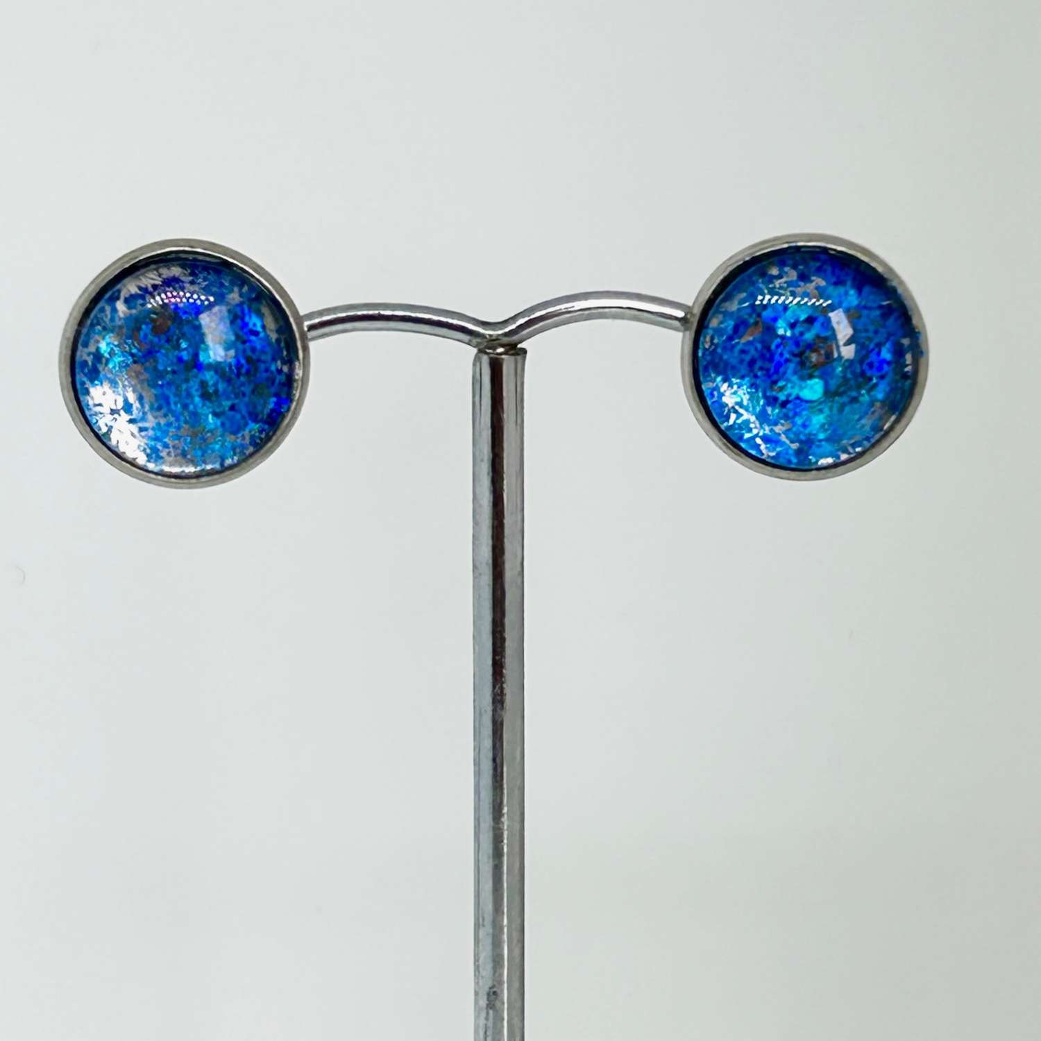 Ear Studs - Blue Holo - 12mm Ear Studs - Blue Holo - 12mm