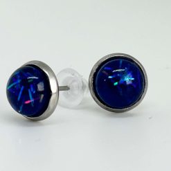 Ear Studs - Blue Sparkle - 7mm