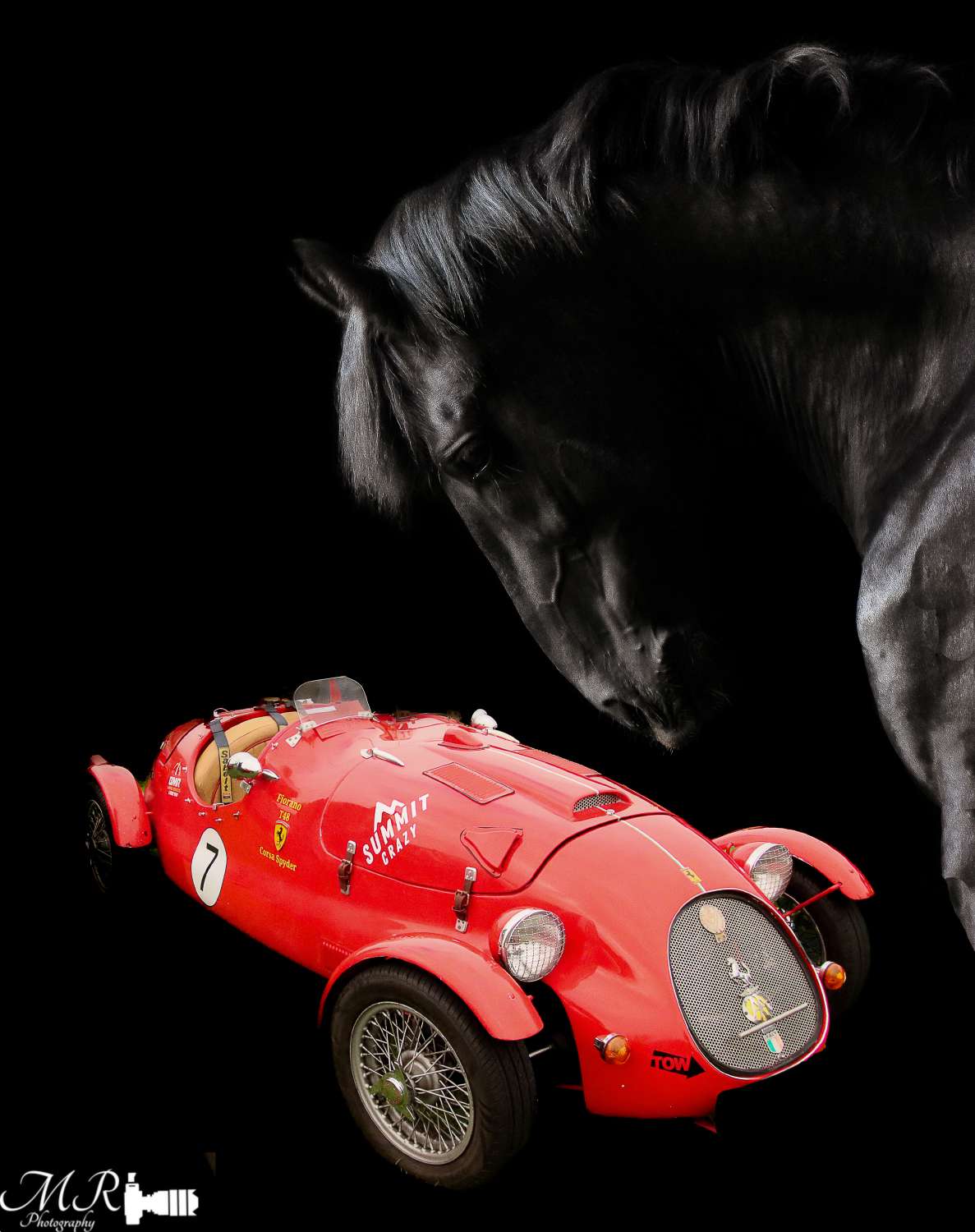 Farari plus Horse Ferrari T48 Corsa Spyder and Black Stallion 1