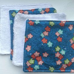 Bamboo Towelling Reusable Face Wipes - Navy Oriental Flower