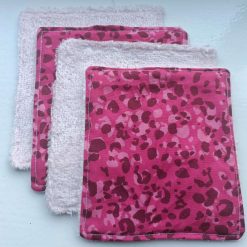 Bamboo Towelling Reusable Face Wipes - Pink Leopard