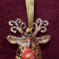 Handmade Hanging Glitter Resin Reindeer Chocolate Holder