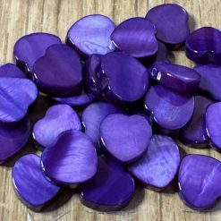 G - 10 x  Purple Mother of Pearl Shell Heart Charm Beads 11mm