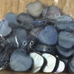 G - 10 x  Purple Mother of Pearl Shell Heart Charm Beads 11mm