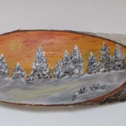 Sunset painting on wooden slice