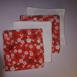 Bamboo Towelling Reusable Face Wipes - Red Oriental Flower
