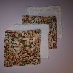 Bamboo Towelling Reusable Face Wipes - Black Oriental Flower