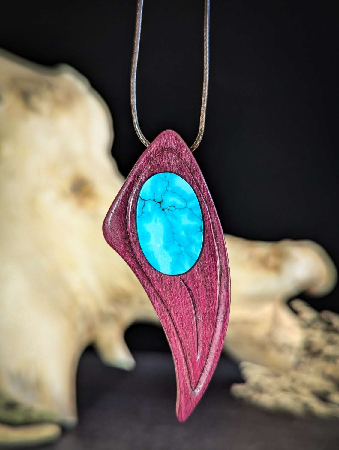 Turquoise and purpleheart necklace Turquoise and purpleheart necklace