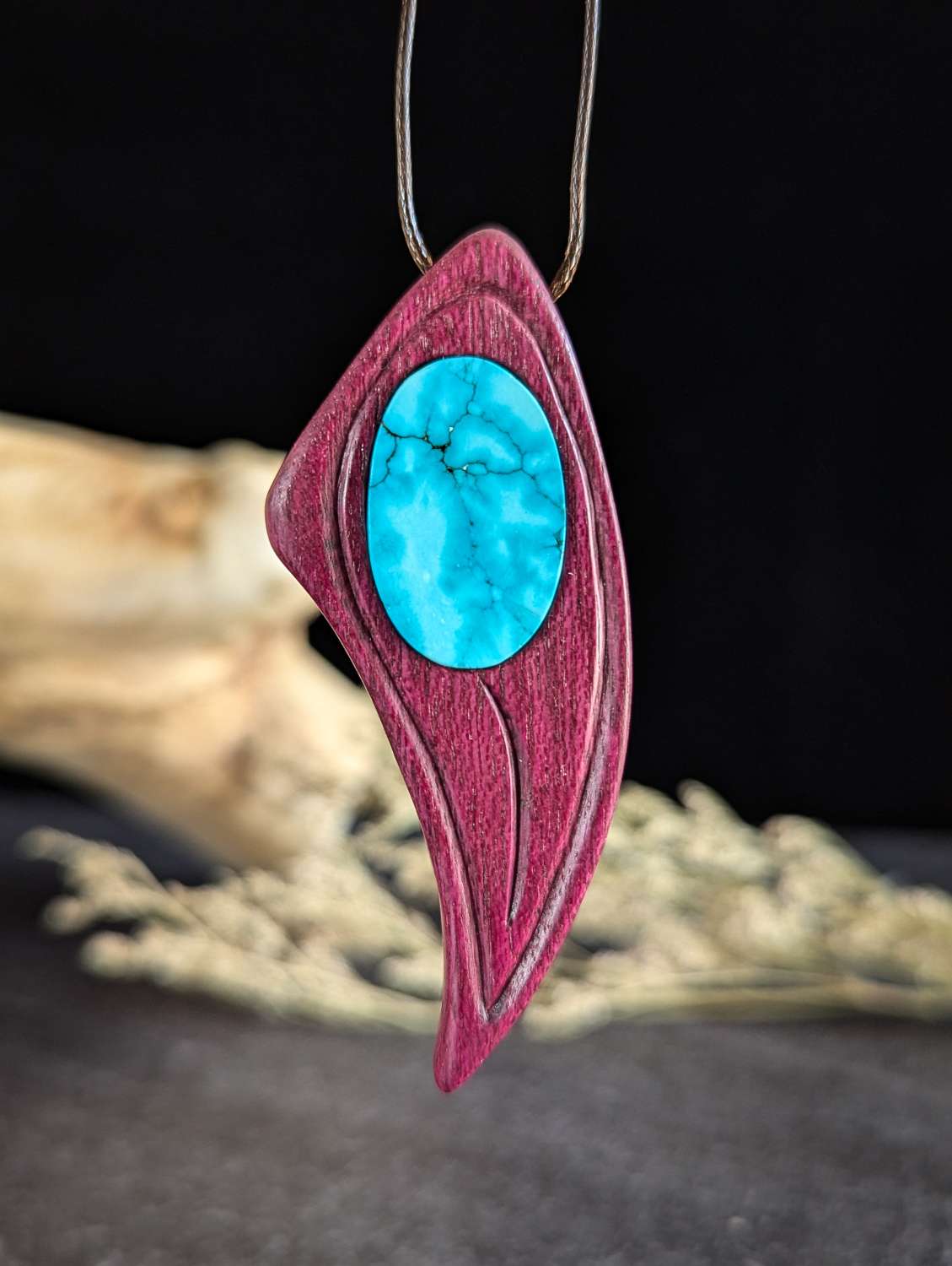 Turquoise and purpleheart necklace Turquoise and purpleheart necklace