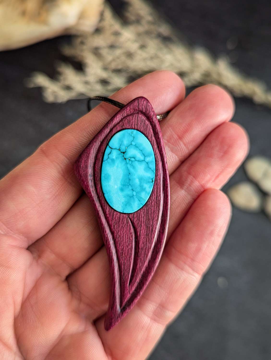Turquoise and purpleheart necklace Turquoise and purpleheart necklace