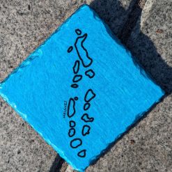 Hand Drawing Map Outline Slate Coaster FPTG - Maldives