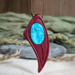 Turquoise and purpleheart necklace