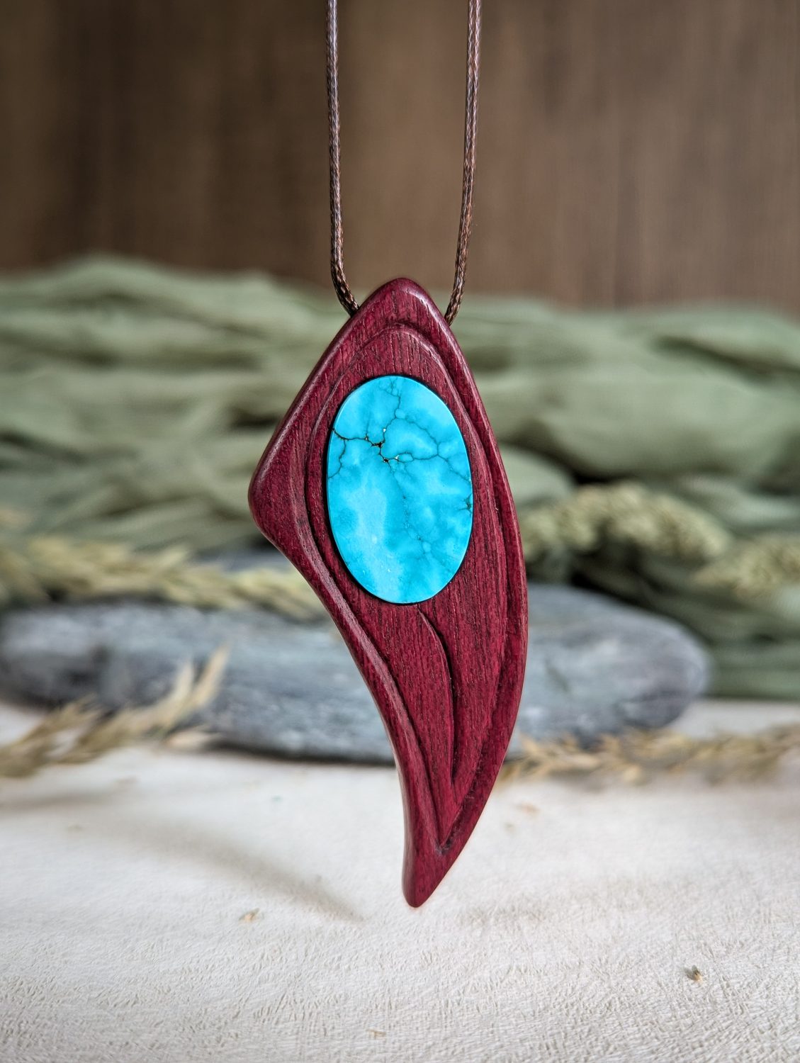 Turquoise and purpleheart necklace Turquoise and purpleheart necklace