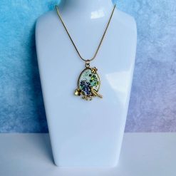 Pendant - Blue/Green Sparkly - Oval