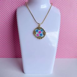 Pendant - Blue/Pink Flower