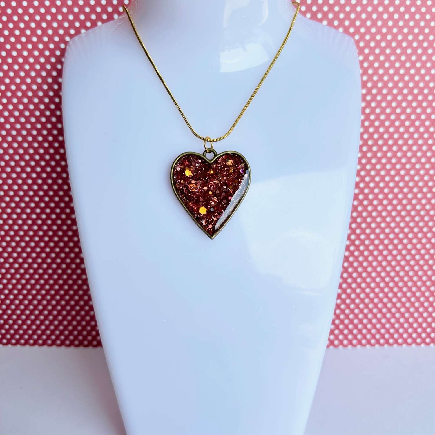 Pendant - Rose Gold Holographic Sparkle - Heart Pendant - Rose Gold Holographic Sparkle - Heart