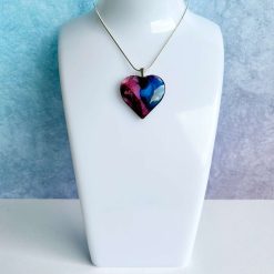 Pendant - Crystal heart - Pink/Blue