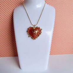 Pendant - Peach/Gold Sparkle - Heart