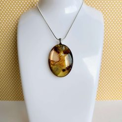Pendant - Crystal Oval - Brown/Gold