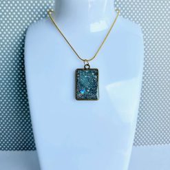 Pendant - Silver Holographic Sparkle - Oblong