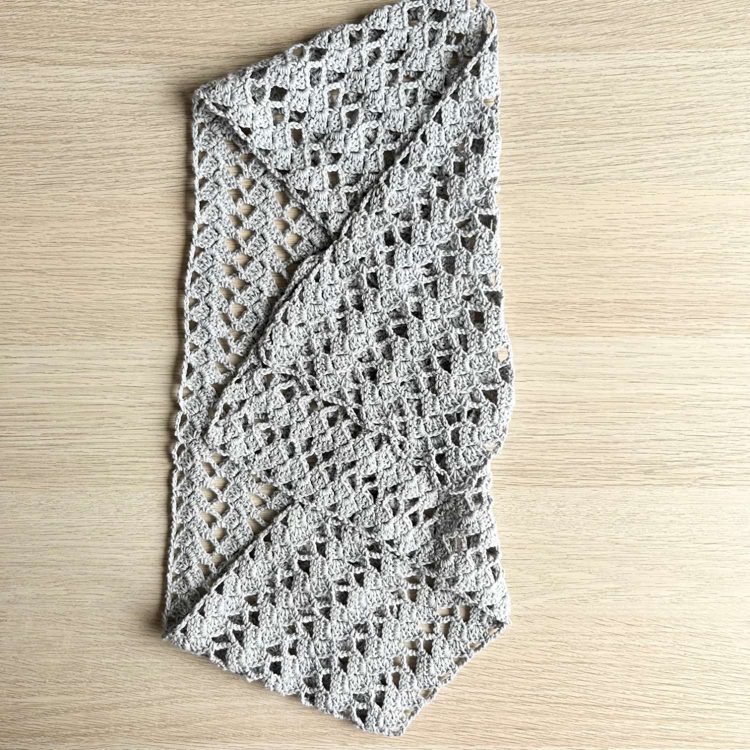 Scarf - Crochet Silver Grey - Cotton Scarf - Crochet Silver Grey - Cotton
