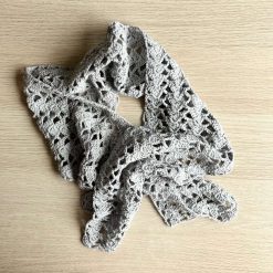 Scarf - Crochet Silver Grey - Cotton 3 Scarf - Crochet Silver Grey - Cotton 3