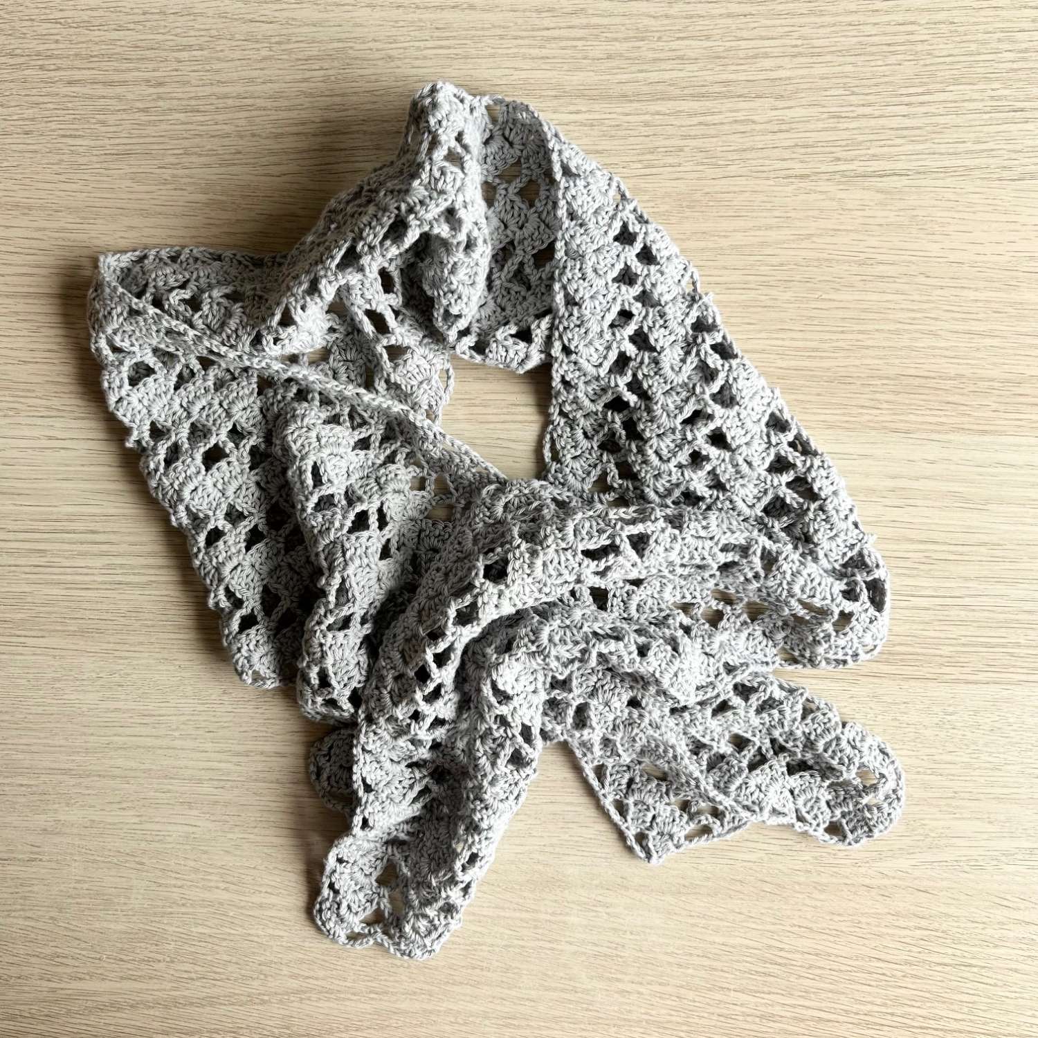 Scarf - Crochet Silver Grey - Cotton Scarf - Crochet Silver Grey - Cotton