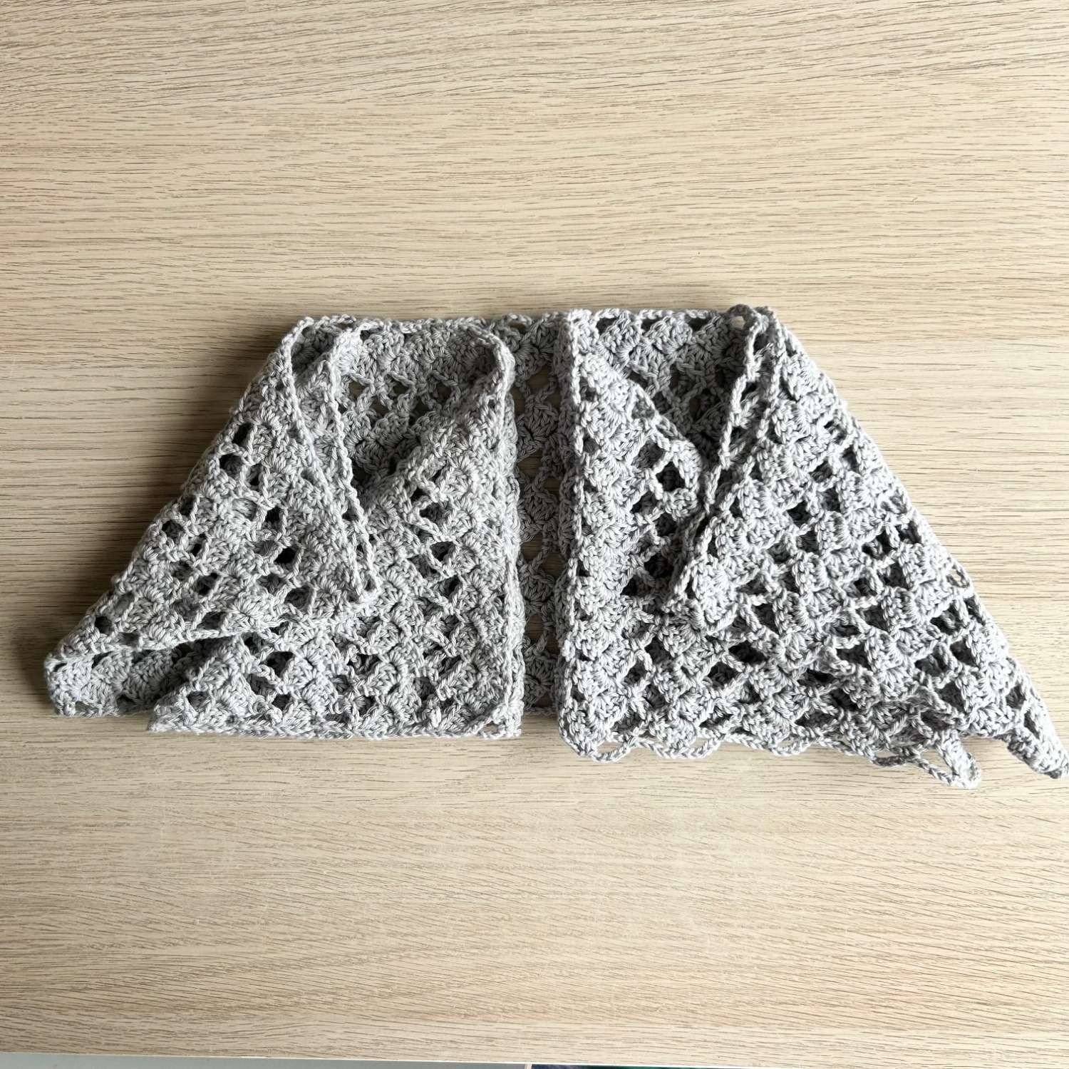 Scarf - Crochet Silver Grey - Cotton Scarf - Crochet Silver Grey - Cotton