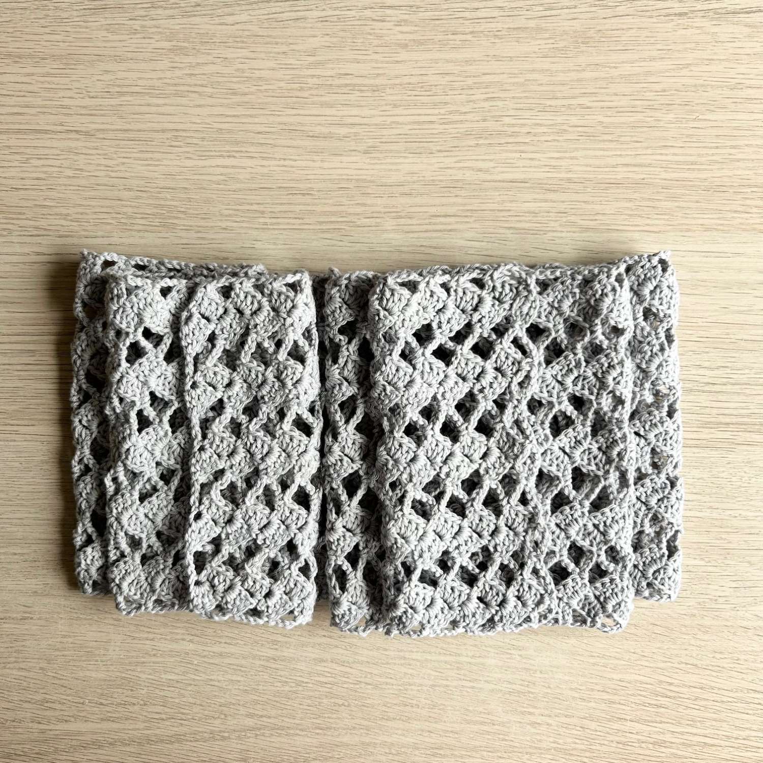 Scarf - Crochet Silver Grey - Cotton Scarf - Crochet Silver Grey - Cotton